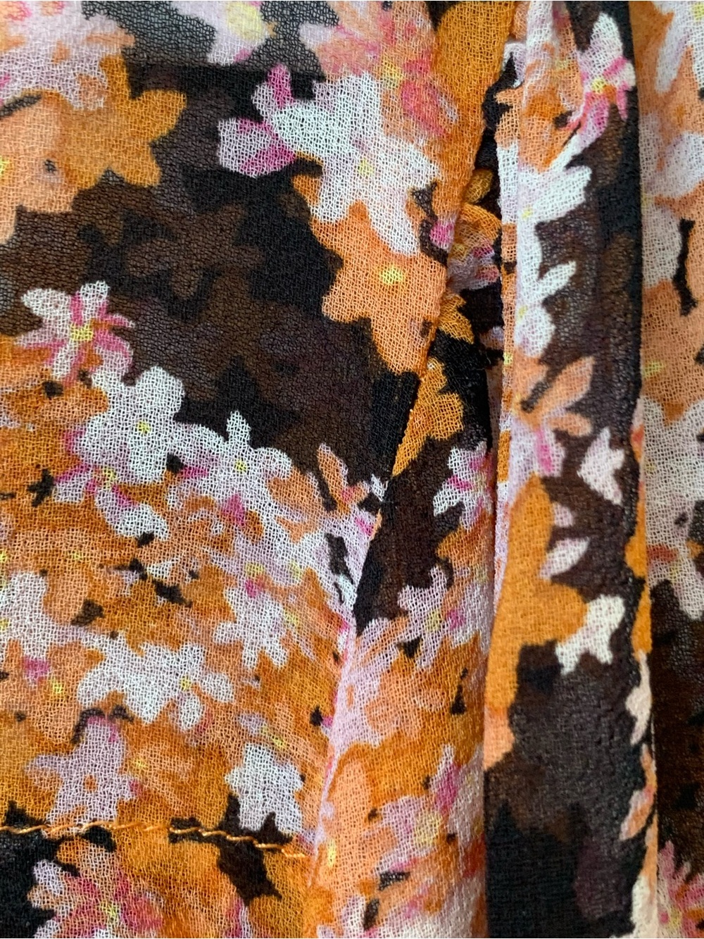 SANCTUARY Women’s Black Orange Cream Lilac Floral Pattern Long Sleeve Blouse - Picture 3 of 7